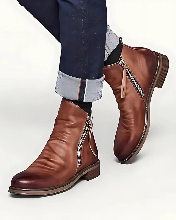 Leonardo™ - Leather Ankle Boots with Side Zipper