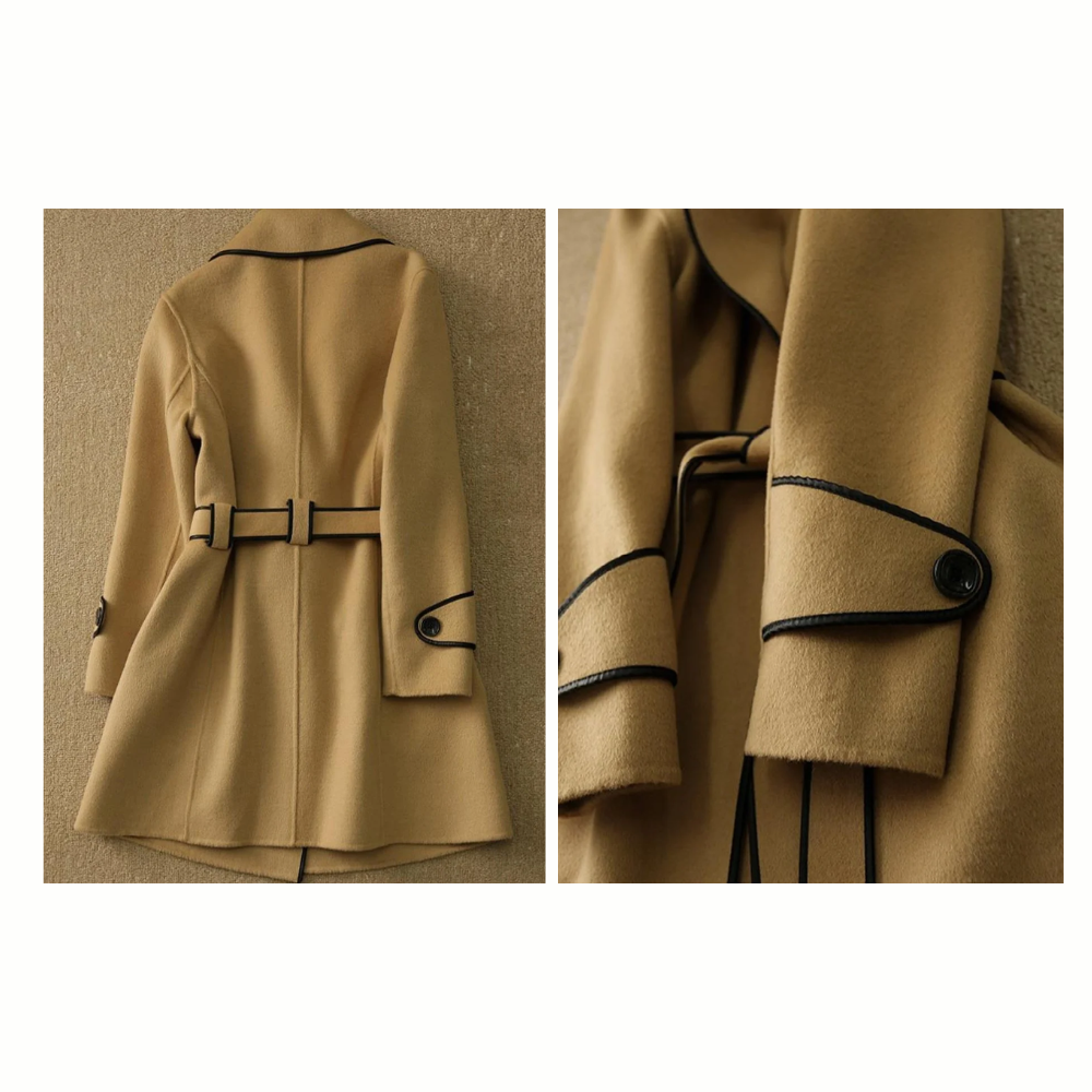 Elegant Coat with Contrast Finish and Belt