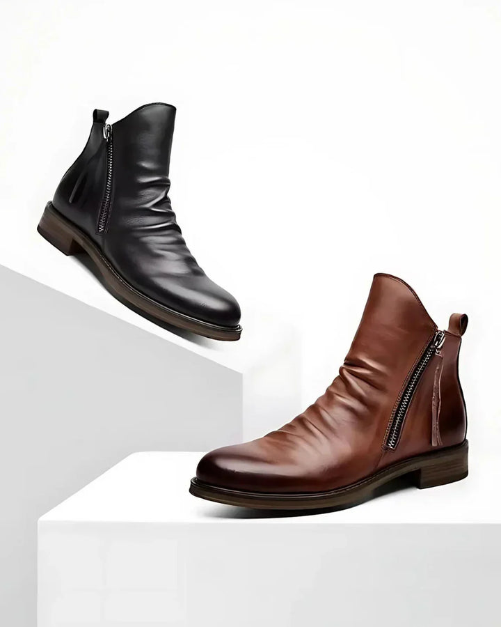 Leonardo™ - Leather Ankle Boots with Side Zipper