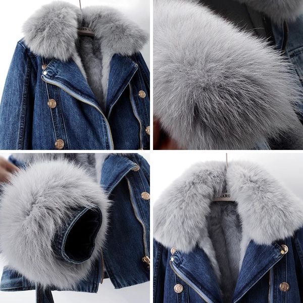 Margaux Luxe Lined Fox Fur Denim Coat