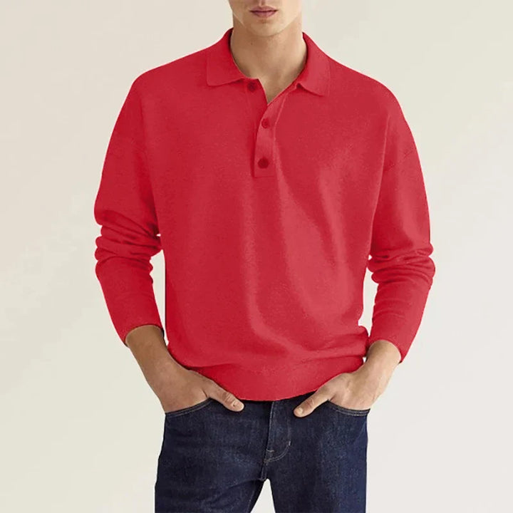 Joshua - Long-Sleeve Cotton Polo Shirt