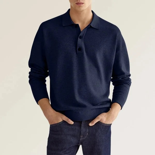 Joshua - Long-Sleeve Cotton Polo Shirt