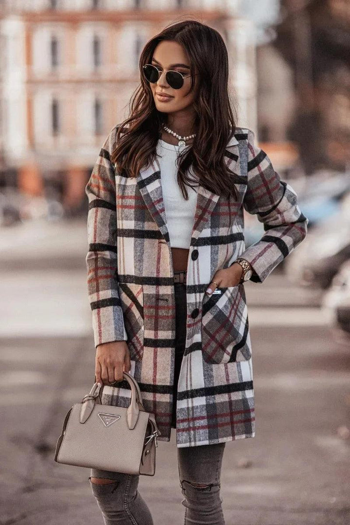 Women's Plaid Checkered Coat