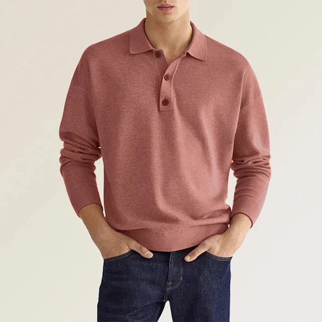 Joshua - Long-Sleeve Cotton Polo Shirt