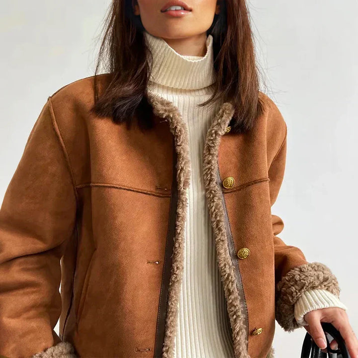 Harper Shearling Button-Up Jacket