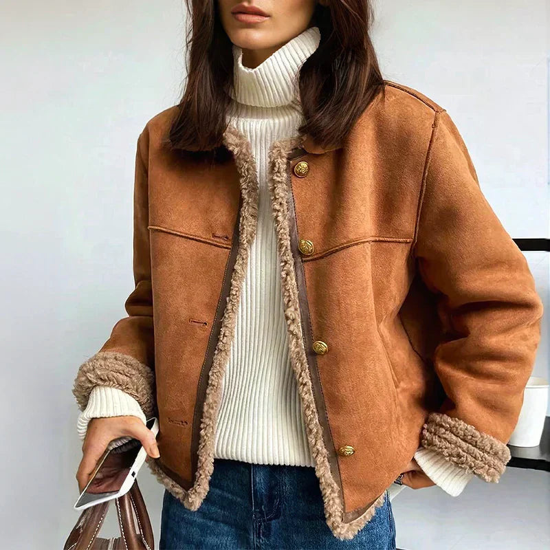 Harper Shearling Button-Up Jacket