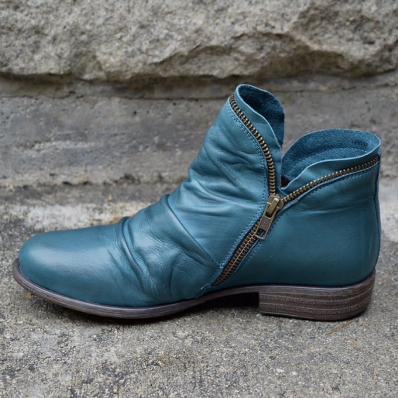 Victoria™ - Leather Boots with Zipper