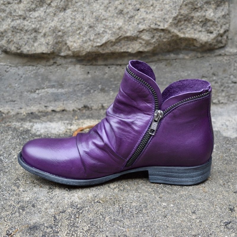 Victoria™ - Leather Boots with Zipper